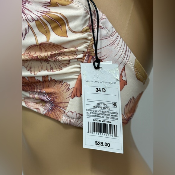 Shade & Shore Cream Floral Convertible Halter Bandeau Bikini Top 34D & 3… - Picture 8 of 10